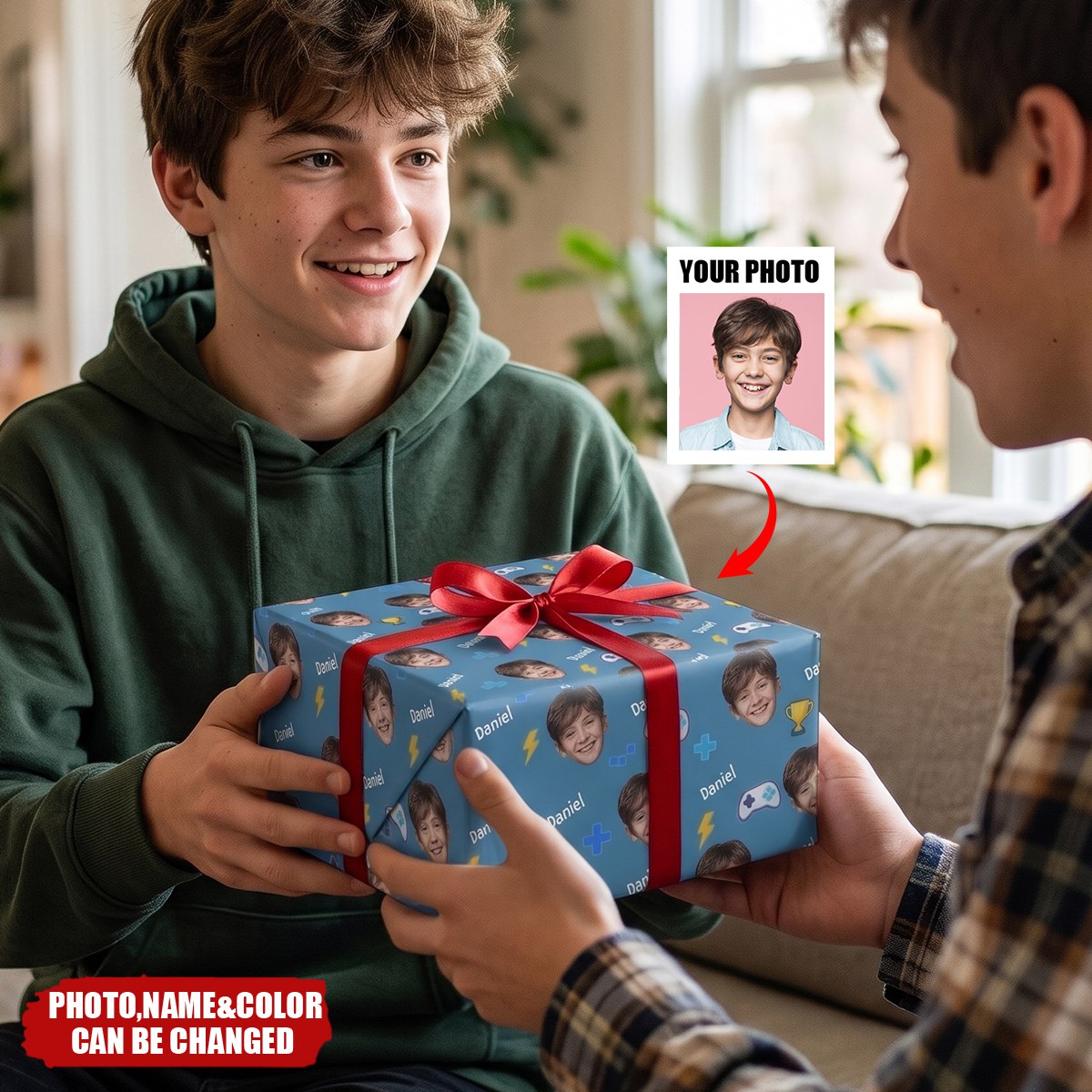 Custom Photo Game Pattern Gifts For Kids, Gamer, Gaming Lovers - Personalized Wrapping Paper